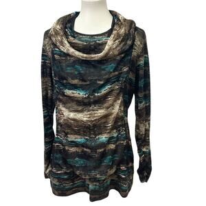 Christopher & Banks Large Long Sleeve Swoop Front Lightweight Gauzy Blouse